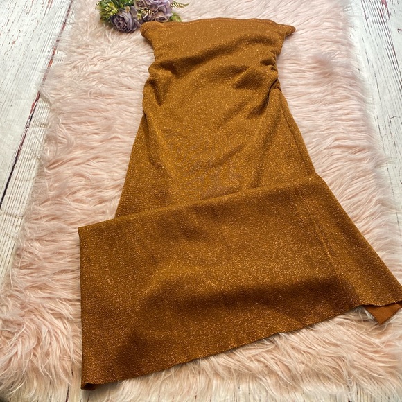 DISSH Nico Bronze Metallic Strapless Midi Dress sz L - Picture 2 of 13